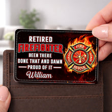 Load image into Gallery viewer, Personalized Aluminum Wallet Card for Retired Firefighter Gift