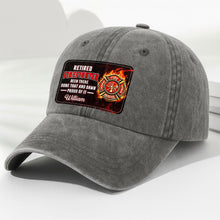 Load image into Gallery viewer, Personalized Washed Denim Cap Custom Name Gift for Retired Firefighter