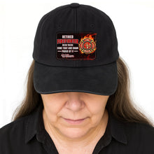 Load image into Gallery viewer, Personalized Washed Denim Cap Custom Name Gift for Retired Firefighter
