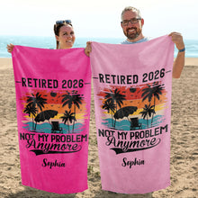 Load image into Gallery viewer, Personalized Funny Beach Towel Custom Name Gift for Retirement