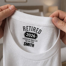 Load image into Gallery viewer, Personalized Retirement T-Shirt Custom Year Gift for Dad