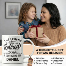 Load image into Gallery viewer, Personalized Funny Retirement Coffee Mug Custom Gift for Dad