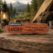 Load image into Gallery viewer, Personalized Wooden Multi Tool Custom Name Gift for Dad Retirement