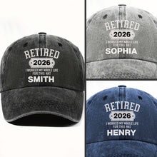Load image into Gallery viewer, Personalized Washed Denim Cap Custom Name Retirement Gift