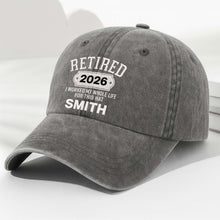 Load image into Gallery viewer, Personalized Washed Denim Cap Custom Name Retirement Gift