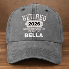 Load image into Gallery viewer, Personalized Washed Denim Cap Custom Name Retirement Gift