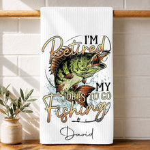 Load image into Gallery viewer, Personalized Fishing Kitchen Towel Custom Name Gift for Dad