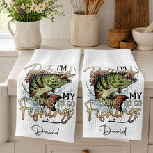 Load image into Gallery viewer, Personalized Fishing Kitchen Towel Custom Name Gift for Dad