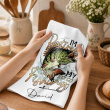Load image into Gallery viewer, Personalized Fishing Kitchen Towel Custom Name Gift for Dad