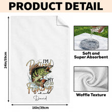 Load image into Gallery viewer, Personalized Fishing Kitchen Towel Custom Name Gift for Dad