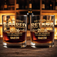 Load image into Gallery viewer, Personalized Custom Whiskey Glass Gift for Retirement or Dad