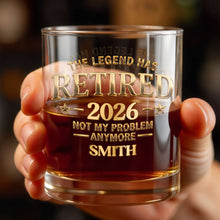 Load image into Gallery viewer, Personalized Custom Whiskey Glass Gift for Retirement or Dad
