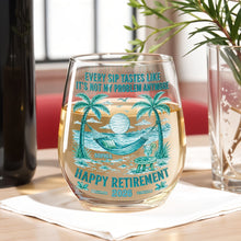 Load image into Gallery viewer, Personalized Stemless Wine Glass Happy Retirement Gift for Coworker