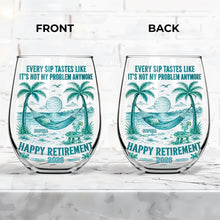 Load image into Gallery viewer, Personalized Stemless Wine Glass Happy Retirement Gift for Coworker