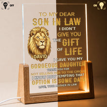 Load image into Gallery viewer, Personalized Acrylic Night Light for Son-in-Law with Wood Base