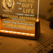 Load image into Gallery viewer, Personalized Acrylic Night Light for Son-in-Law with Wood Base