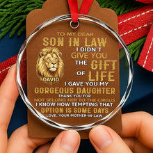 Load image into Gallery viewer, Personalized Glass Circle Ornament Gift for Son-in-Law - Lion Art