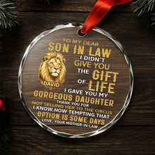 Load image into Gallery viewer, Personalized Glass Circle Ornament Gift for Son-in-Law - Lion Art