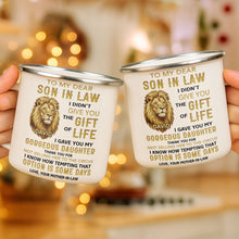 Load image into Gallery viewer, Personalized Enamel Mug Custom Name Lion Design Gift for Son-in-Law