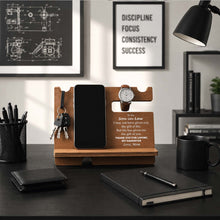 Load image into Gallery viewer, Personalized Wooden Phone Docking Station Gift for Son-in-Law