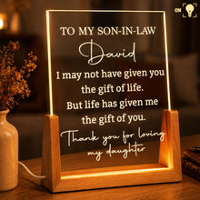Load image into Gallery viewer, Personalized Acrylic Night Light with Wood Base Gift for Son-In-Law