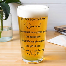 Load image into Gallery viewer, Personalized Beer Glass Custom Message Gift for Son-In-Law