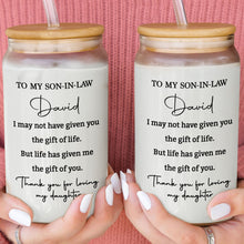 Load image into Gallery viewer, Personalized Clear Glass Can Custom Gift for Son-in-Law