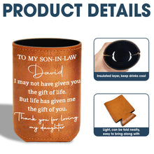 Load image into Gallery viewer, Personalized Leather Can Cooler Custom Gift for Son-in-Law