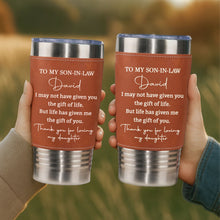 Load image into Gallery viewer, Personalized Leather Tumbler Custom Gift for Son-In-Law