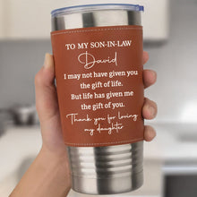 Load image into Gallery viewer, Personalized Leather Tumbler Custom Gift for Son-In-Law