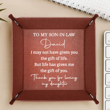 Load image into Gallery viewer, Personalized Leather Valet Tray Custom Name Gift for Son-in-Law