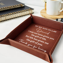 Load image into Gallery viewer, Personalized Leather Valet Tray Custom Name Gift for Son-in-Law