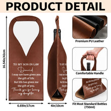 Load image into Gallery viewer, Personalized Leather Wine Bag Custom Gift for Son-in-Law