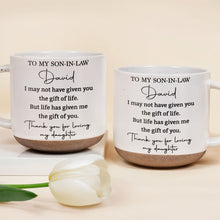 Load image into Gallery viewer, Personalized Pottery Mug for Son-in-Law with Heartfelt Message