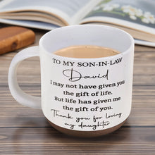 Load image into Gallery viewer, Personalized Pottery Mug for Son-in-Law with Heartfelt Message