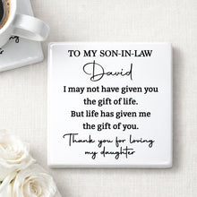 Load image into Gallery viewer, Personalized Ceramic Coaster Custom Gift for Son-In-Law