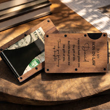 Load image into Gallery viewer, Personalized Walnut Card Holder Custom Engraved Gift for Son-in-Law
