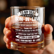 Load image into Gallery viewer, Personalized Custom Whiskey Glass Gift for Son-in-Law - Elegant Design