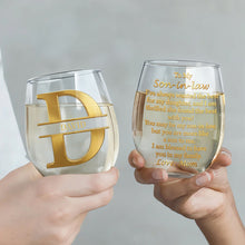 Load image into Gallery viewer, Personalized Stemless Wine Glass Custom Name Gift for Son-in-Law