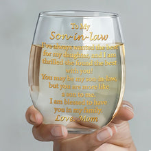 Load image into Gallery viewer, Personalized Stemless Wine Glass Custom Name Gift for Son-in-Law