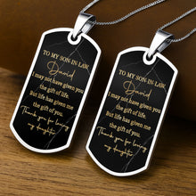 Load image into Gallery viewer, Personalized Dog Tag Necklace Custom Message Gift for Son-In-Law