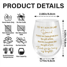 Load image into Gallery viewer, Personalized Stemless Wine Glass Custom Name Gift for Son-in-Law
