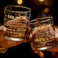 Load image into Gallery viewer, Personalized Custom Whiskey Glass Thank You Gift for Son-In-Law