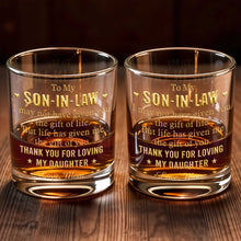 Load image into Gallery viewer, Personalized Custom Whiskey Glass Thank You Gift for Son-In-Law