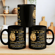 Load image into Gallery viewer, Personalized Black Mug Gift for Son-in-Law Custom Lion Design