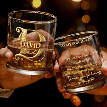 Load image into Gallery viewer, Personalized Custom Whiskey Glass Monogram Gift for Son-in-Law