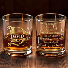 Load image into Gallery viewer, Personalized Custom Whiskey Glass Monogram Gift for Son-in-Law