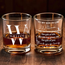 Load image into Gallery viewer, Personalized Custom Whiskey Glass Gift for Son-In-Law - Monogram Design