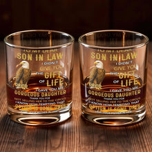Load image into Gallery viewer, Personalized Custom Whiskey Glass Gift for Son-in-Law Eagle Design