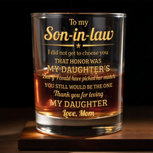 Load image into Gallery viewer, Personalized Custom Whiskey Glass Gift for Son-in-Law